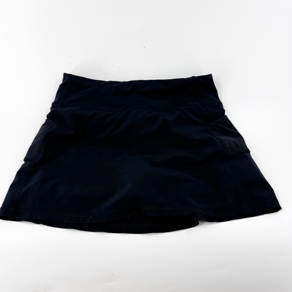 Athleta Girl Black Athletic Skort Mesh Pockets Zip Back Pocket‎ Size L 12